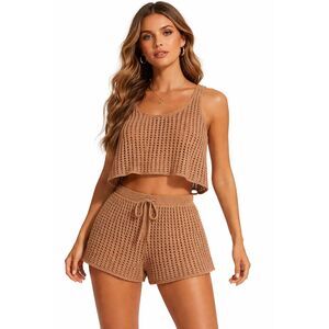 Wild Fable Crochet Crop Top & Shorts Swimsuit Cover-up Set Size M